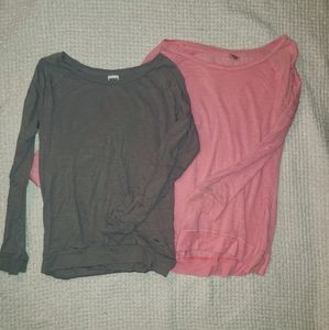 2 PINK long-sleeved shirts